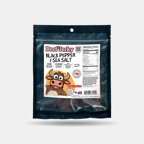 Black Pepper & Sea Salt Beef Jerky by Beef² Jerky – Sweet, Savory, High-Protein Snack Made in the USA