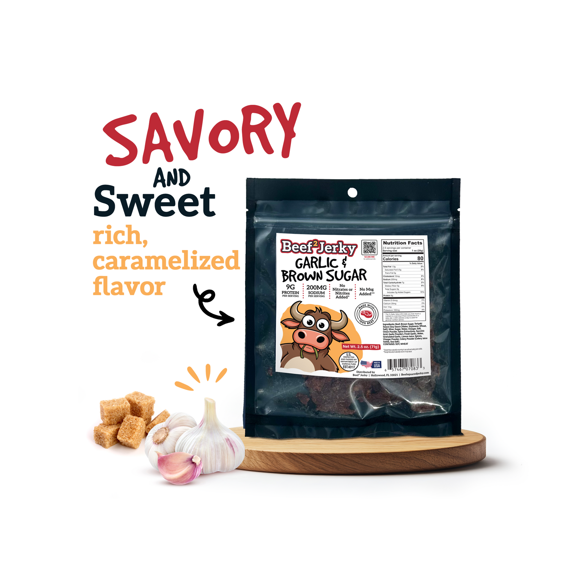 Beef² Jerky Garlic & Brown Sugar