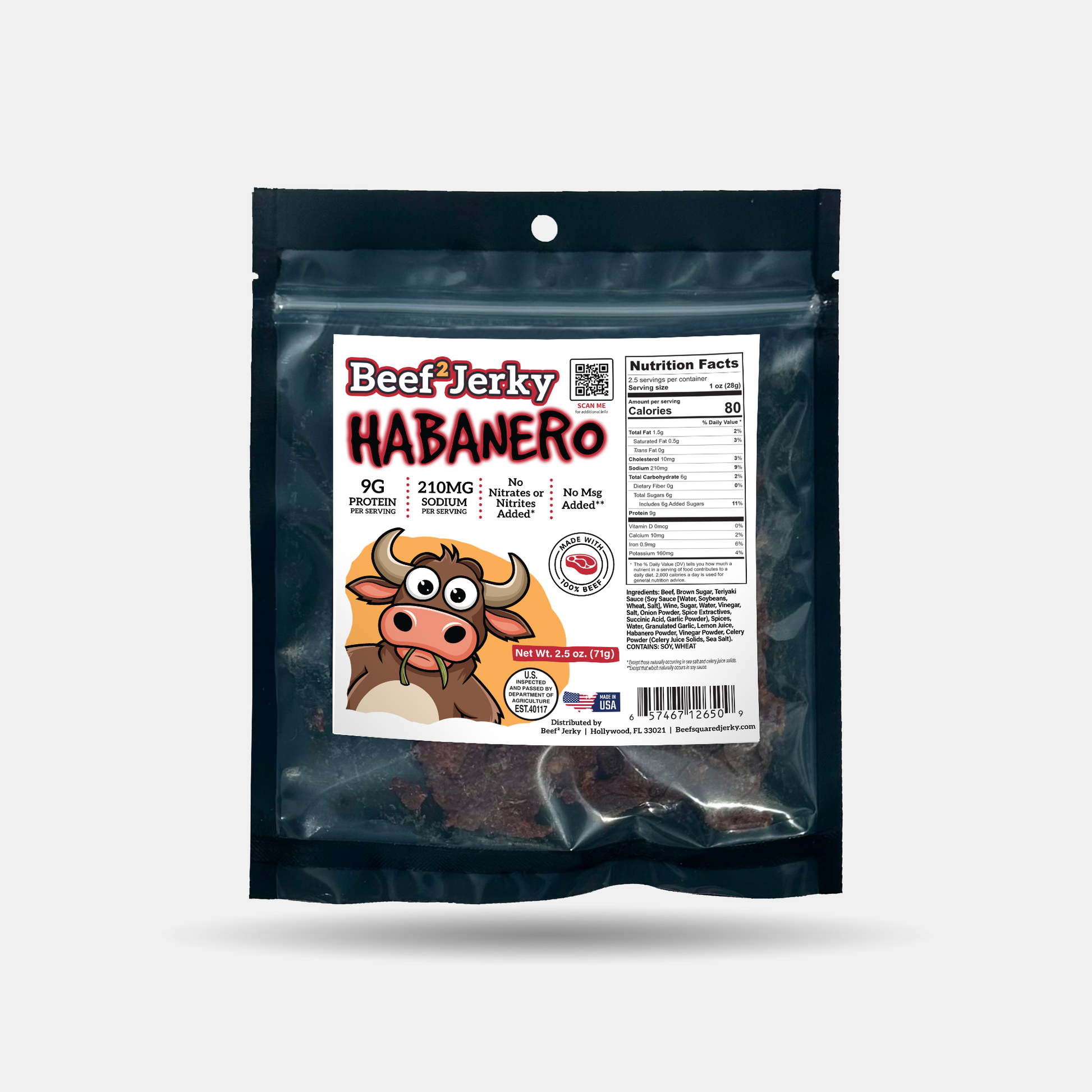 Habanero Beef Jerky by Beef² Jerky – Sweet, Savory, High-Protein Snack Made in the USA