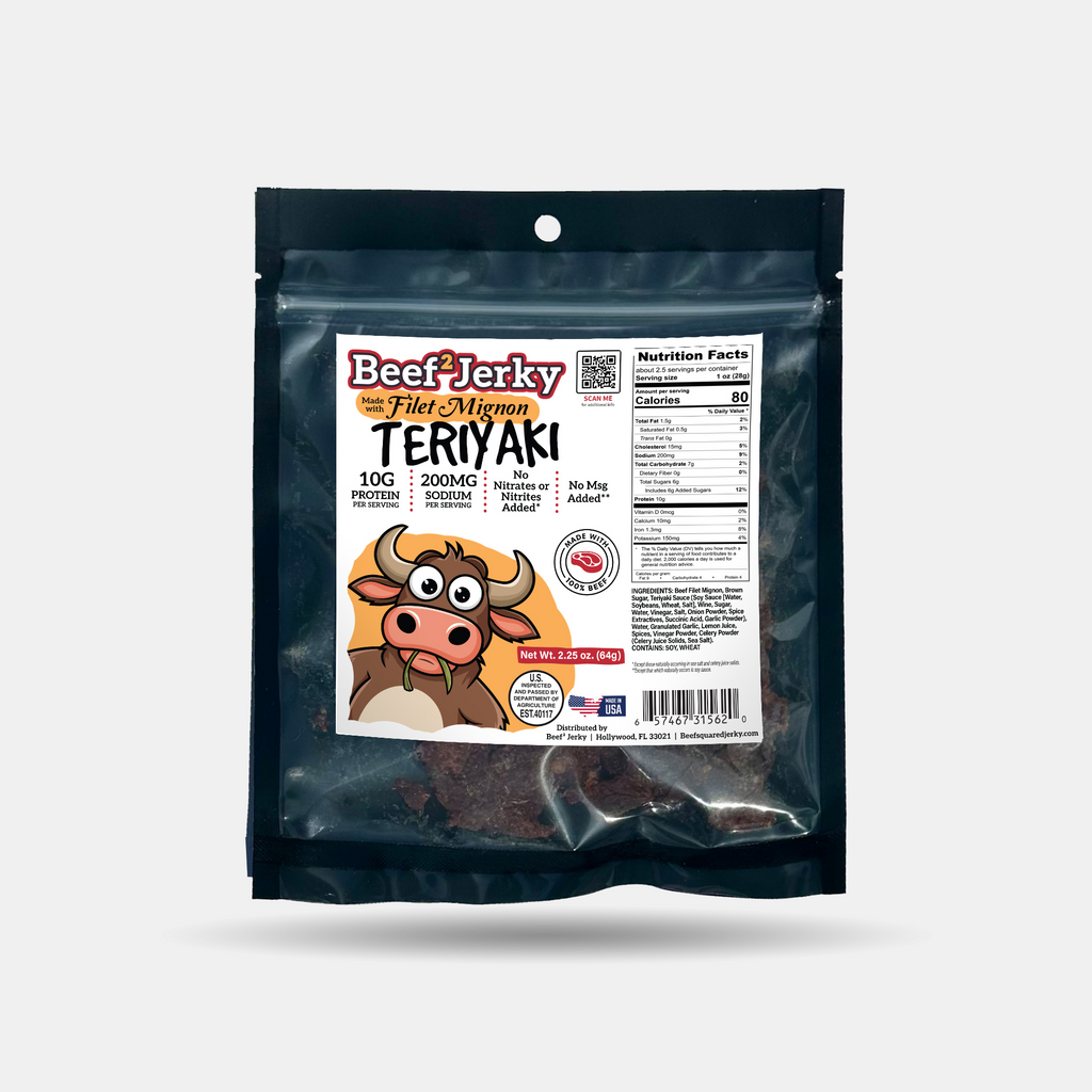 Filet Mignon Teriyaki Beef Jerky by Beef² Jerky – Sweet, Savory, High-Protein Snack Made in the USA